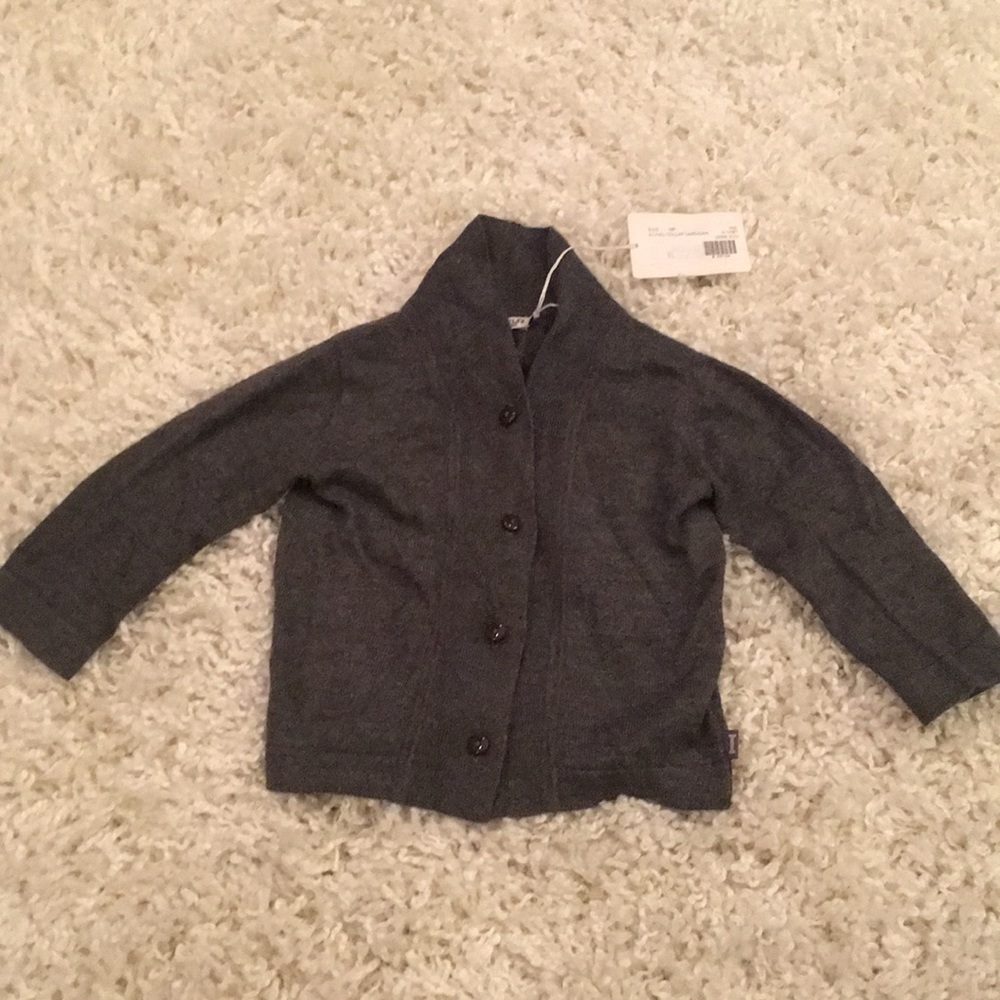$76 IMPS AND ELFS SHAWL COLLAR CARDIGAN 9-12 mos